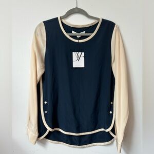 Diane Von Furstenberg DVF Silk Tabatha Blouse NWT Two-Tone Size 10